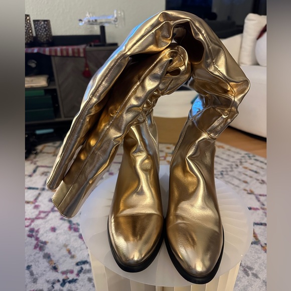 Shoe'N Tale Over The Knee Thigh High Gold Boots - Picture 8 of 8